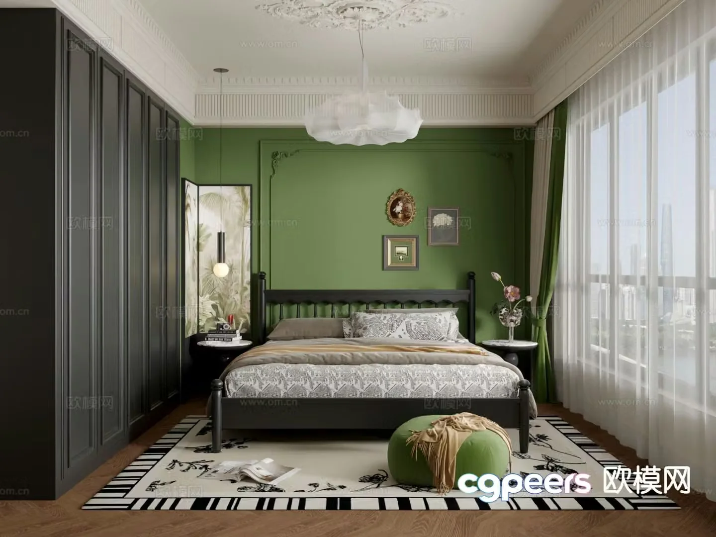 American retro bedroom master bedroom 3d model