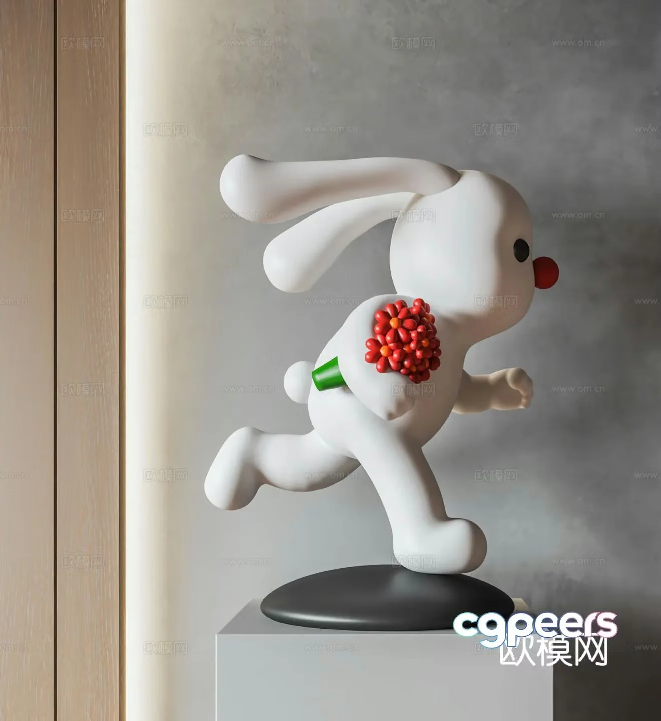 Rabbit trendy toy sculpture doll cartoon ornament 3d model