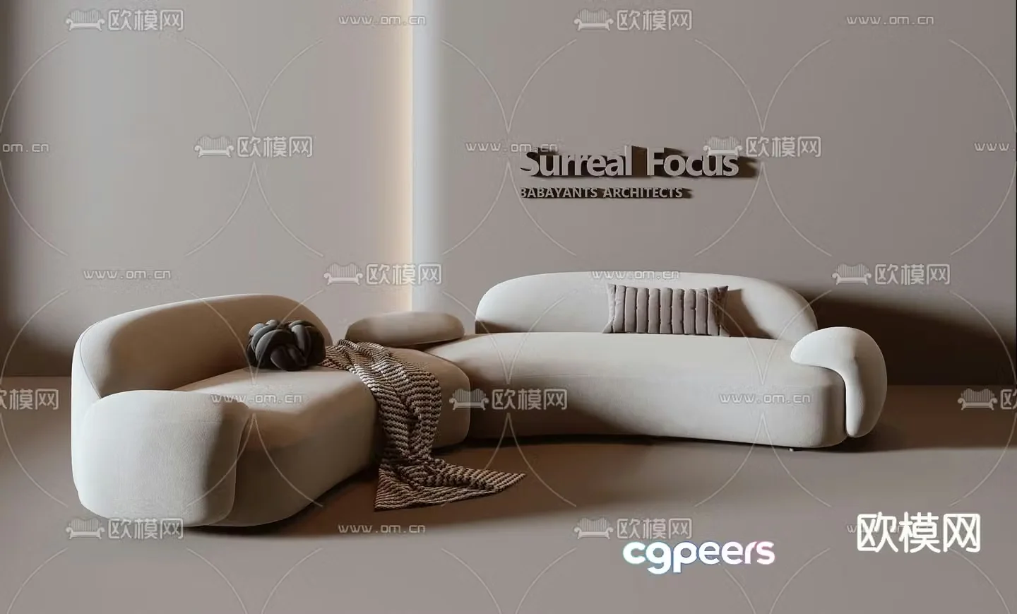 Special shaped sofa curved sofa 3d model