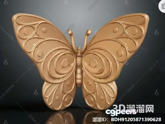 Gold Butterfly 3D Model – 16933 – VRAY Render