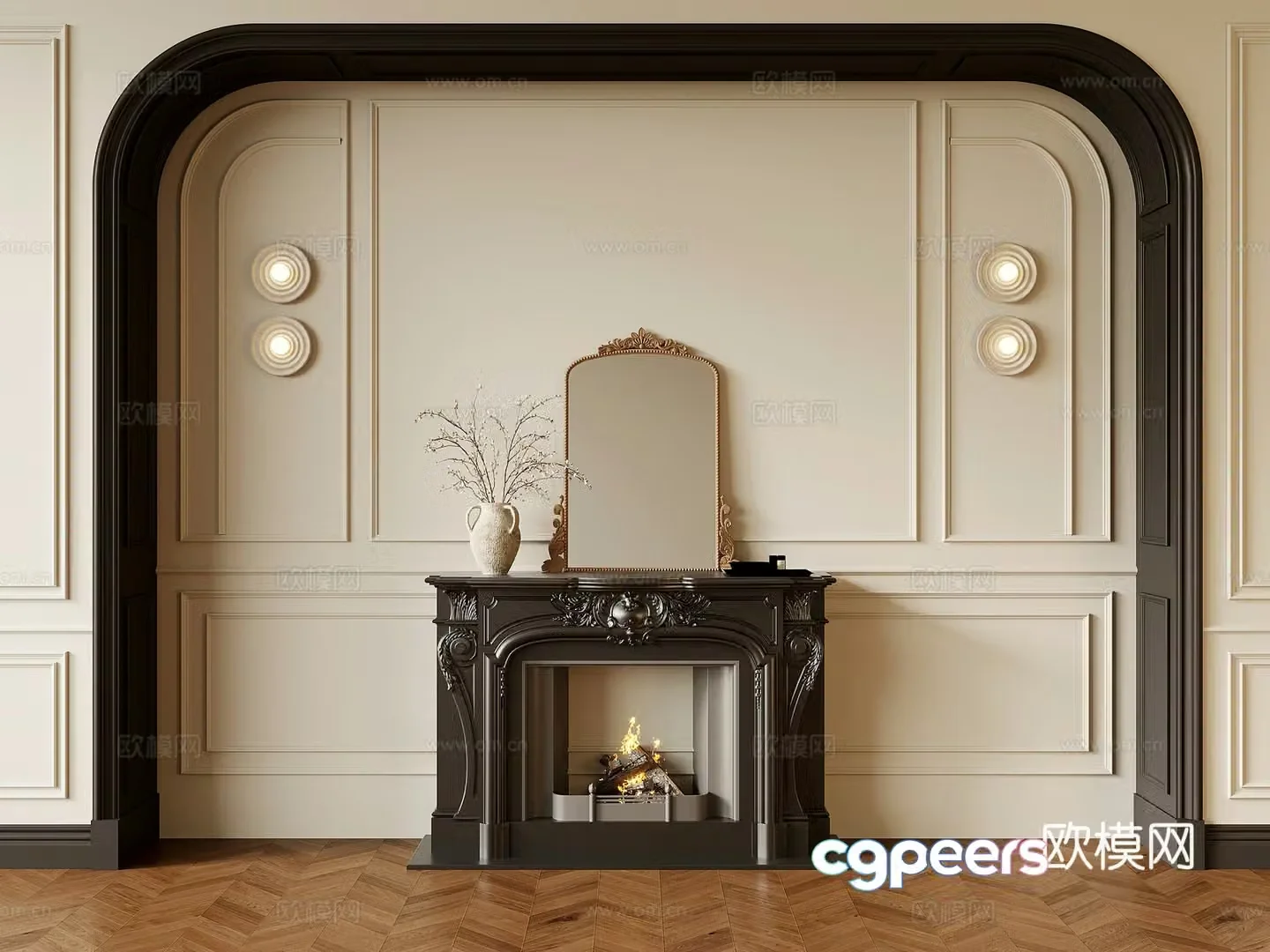 25 fireplace French fireplace door cover 3d model