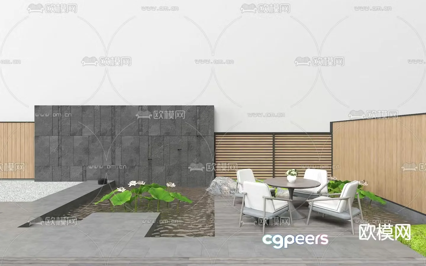 Courtyard landscape garden 3d model