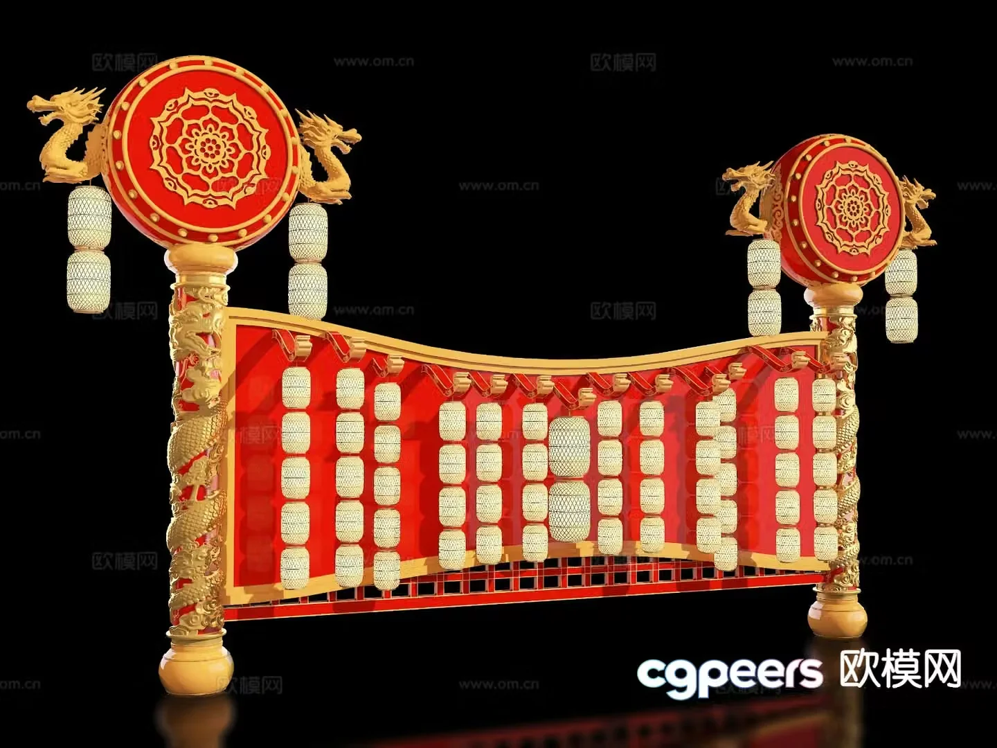 New Chinese style outdoor lantern installation beautiful 3D model