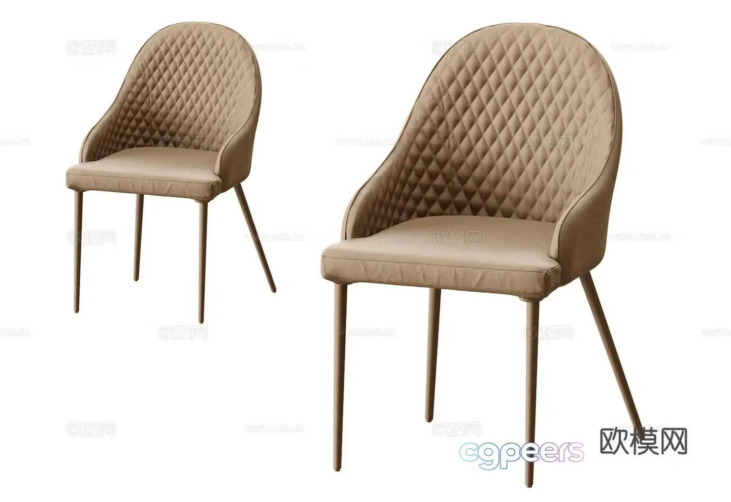 European chair leather chair dining chair 3d model