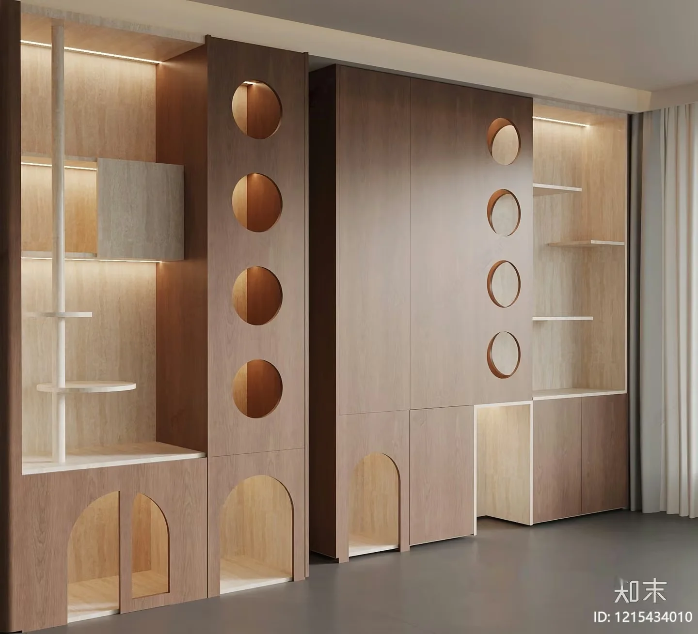 Modern Wood Shelving 3D Model – 15512 – VRAY Render