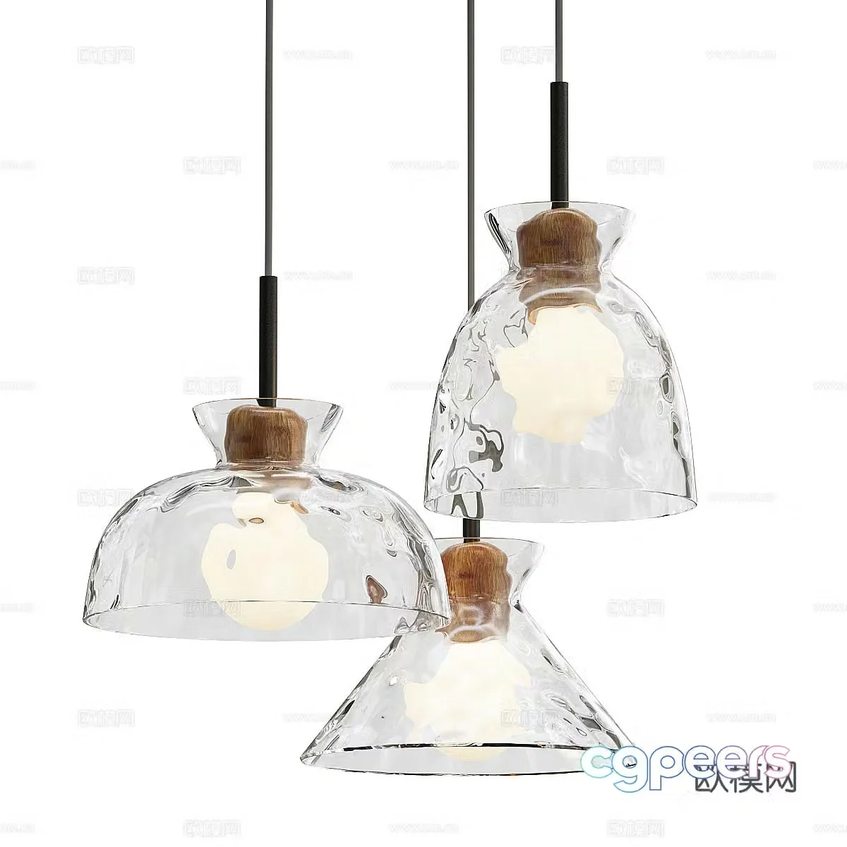 Modern glass hanging wire lamp 3d model