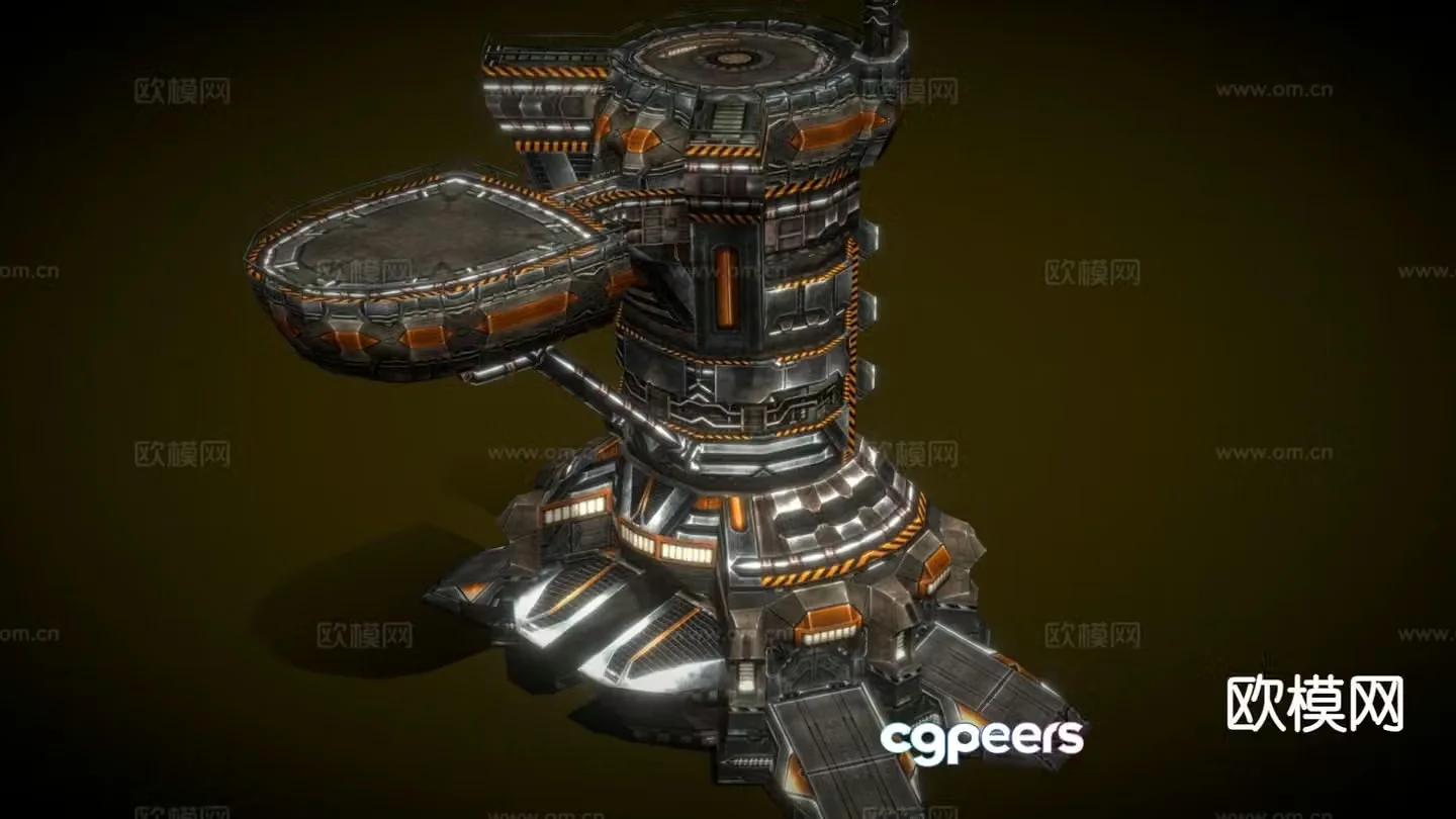Sci-fi architecture aircraft facility 3d model