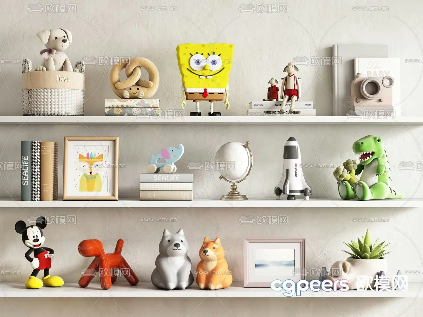 Children’s ornaments dolls toys books 3d model