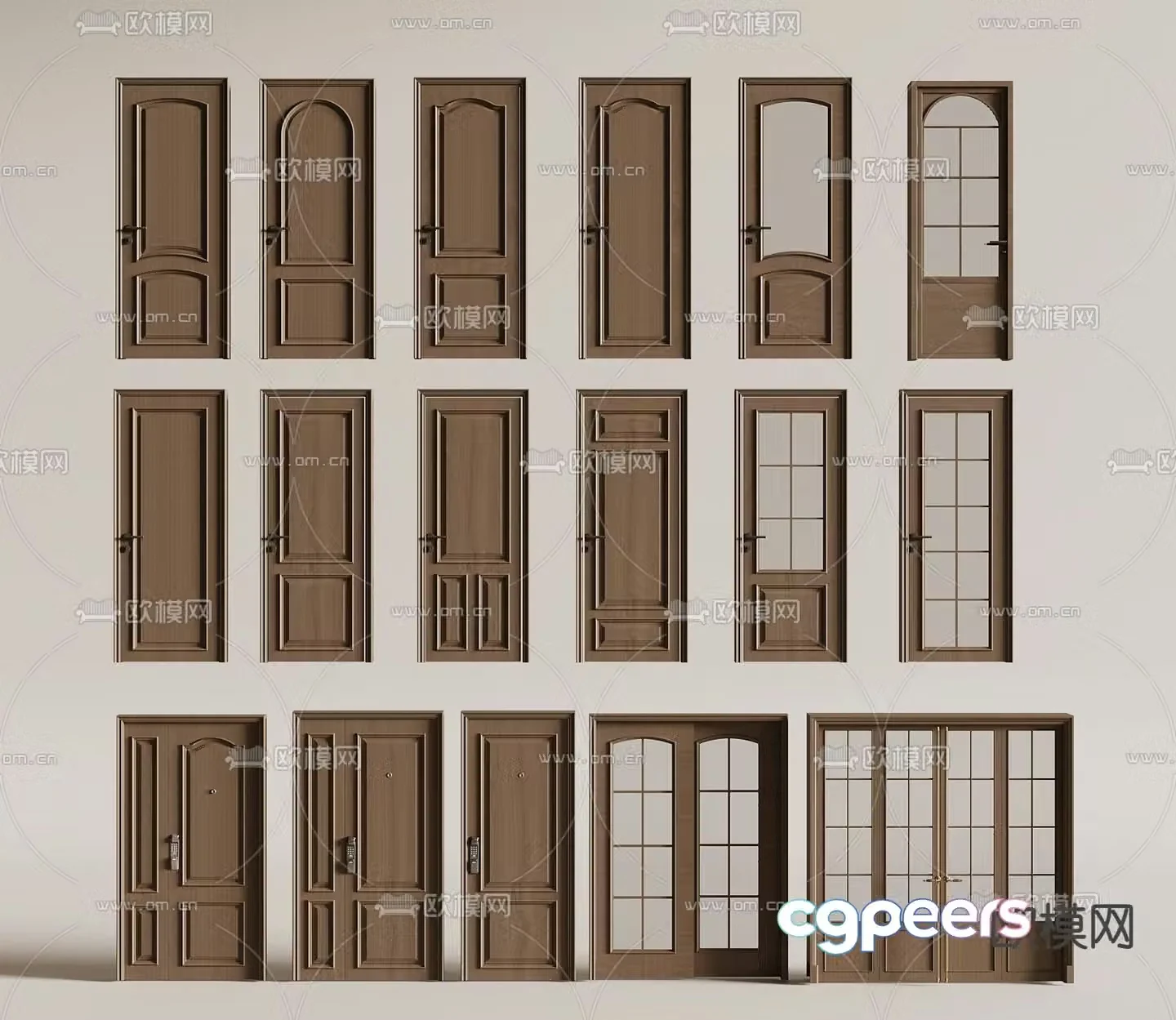 Middle style sliding door entrance door mother and child door single door 3D model
