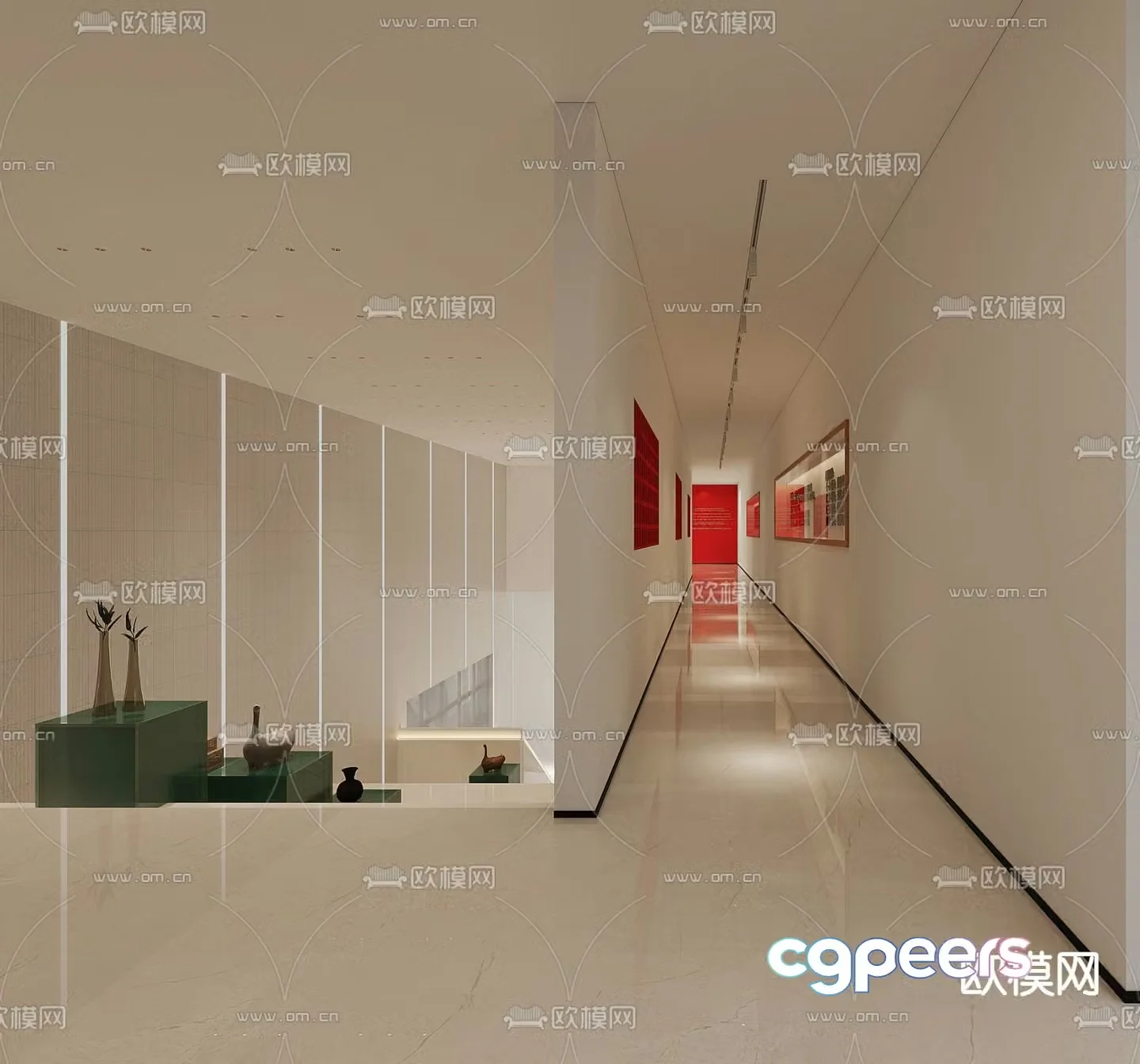 Office aisle 3d model