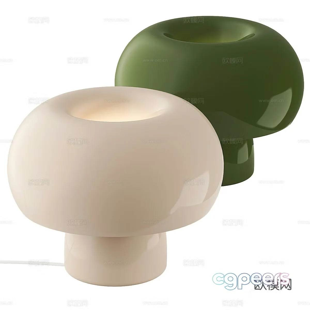 Modern Creamy Style Mushroom Table Lamp 3D Model
