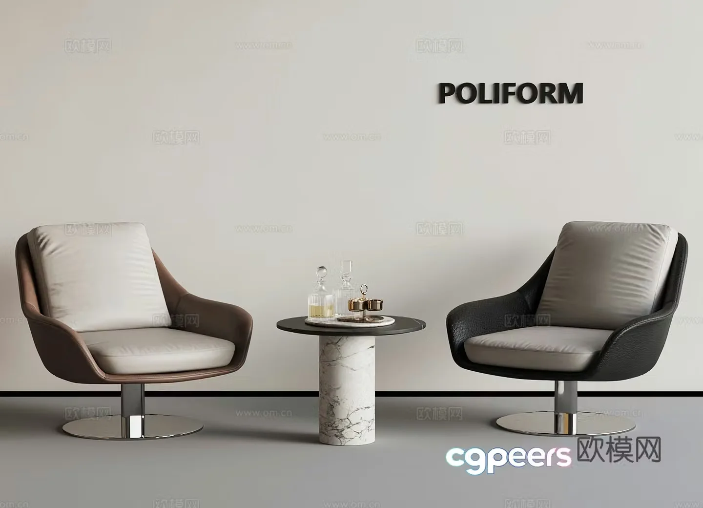 Leisure chair modern leisure chair recliner leather recliner 3d model