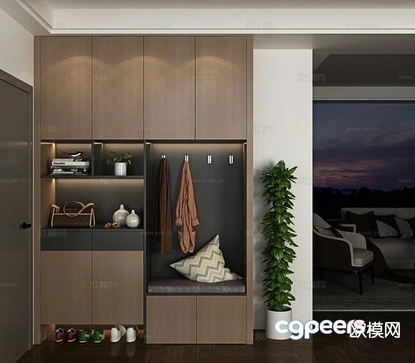 Italian shoe cabinet entrance cabinet 3d model