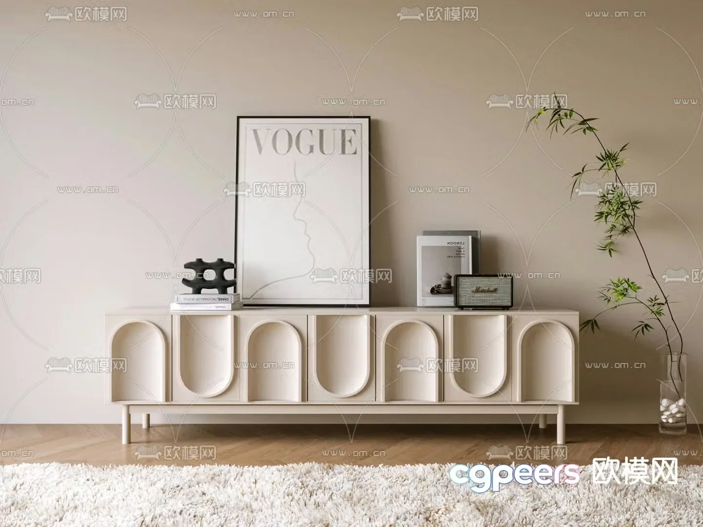 Creamy air TV cabinet 3d model
