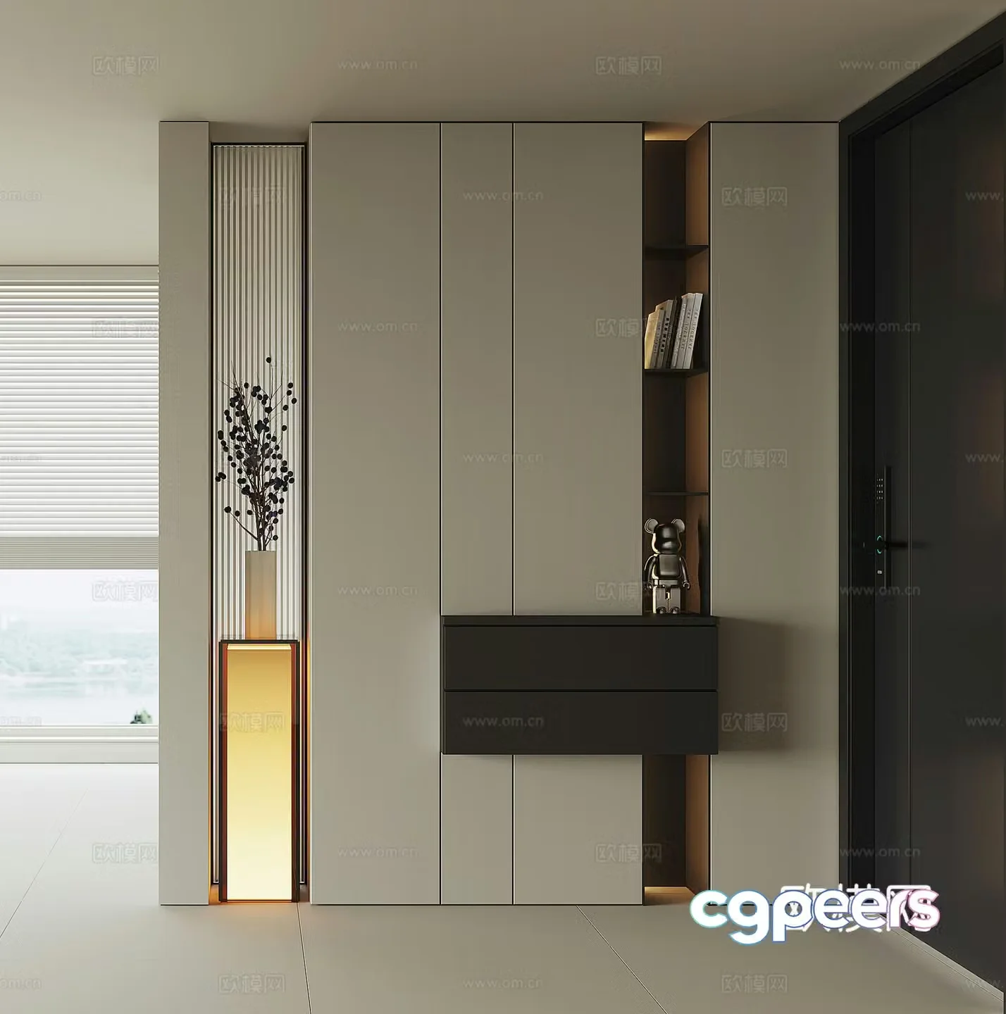 Modern home entrance shoe cabinet 3D model