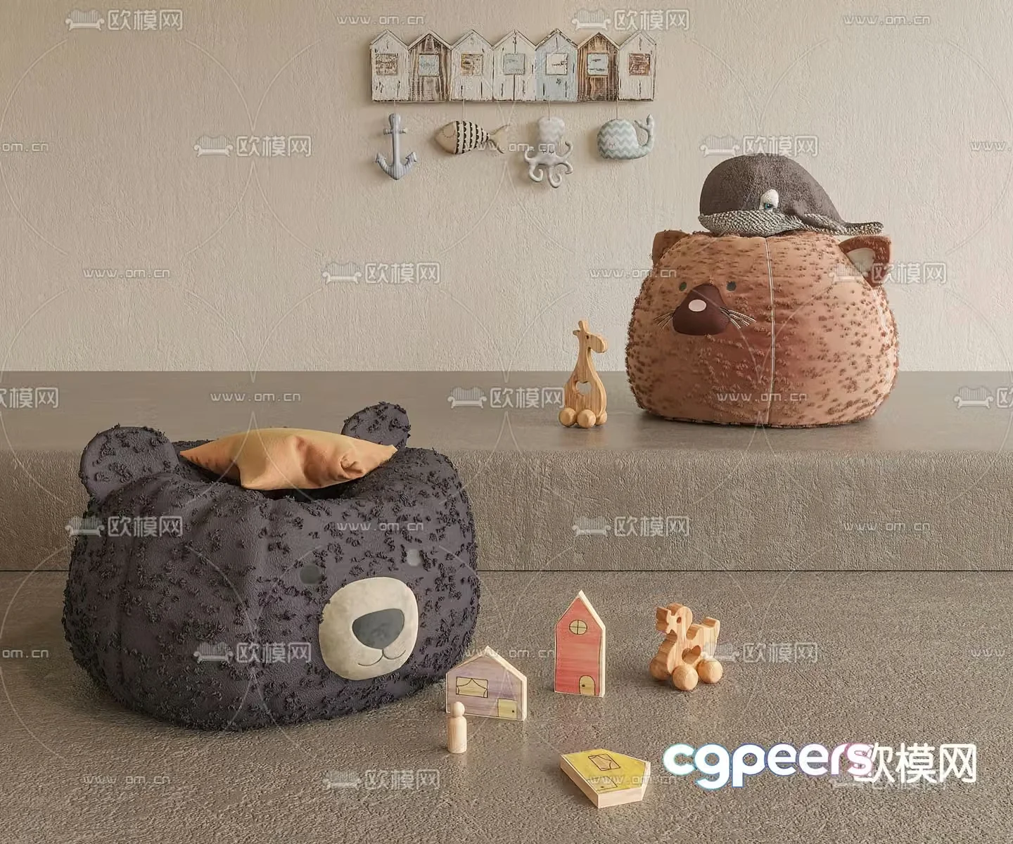 Children’s Bear Sofa Upholstered Sofa 3D Model