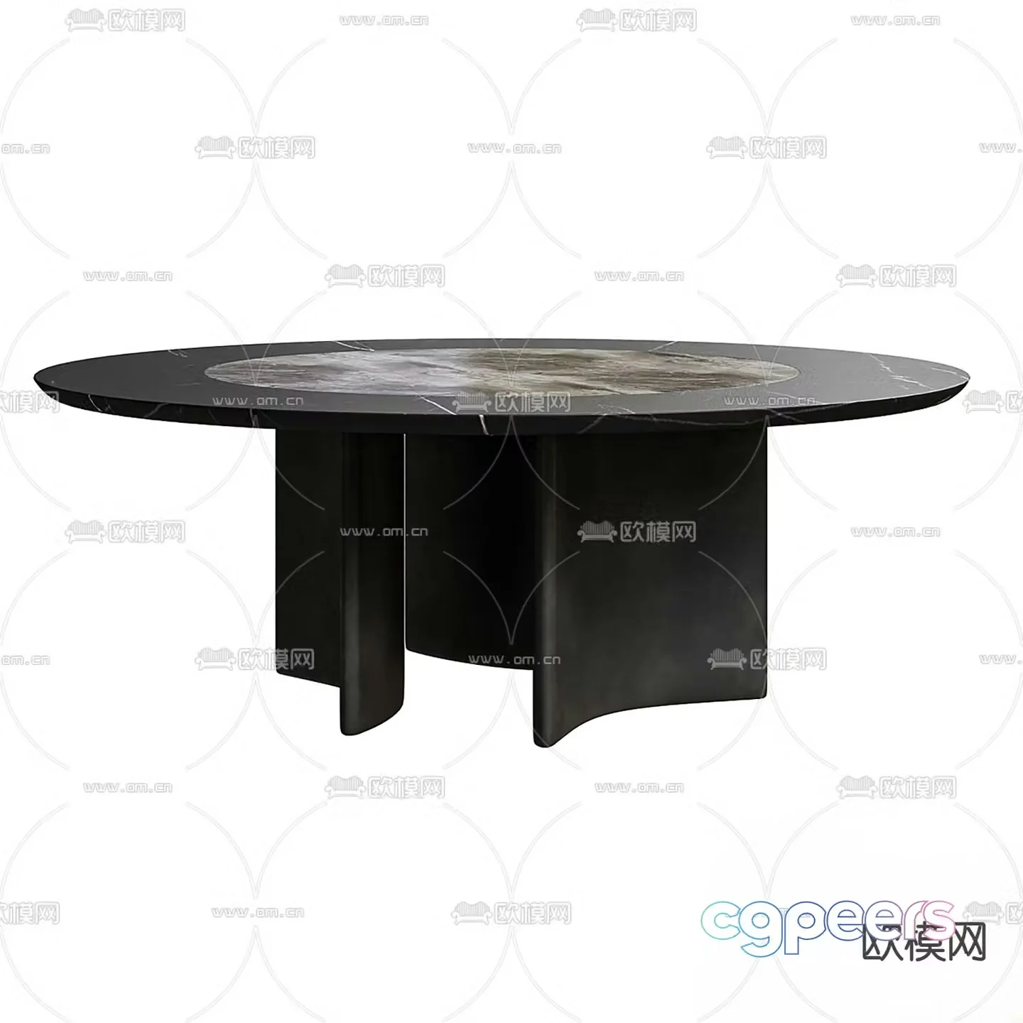 Modern large round dining table 3d model