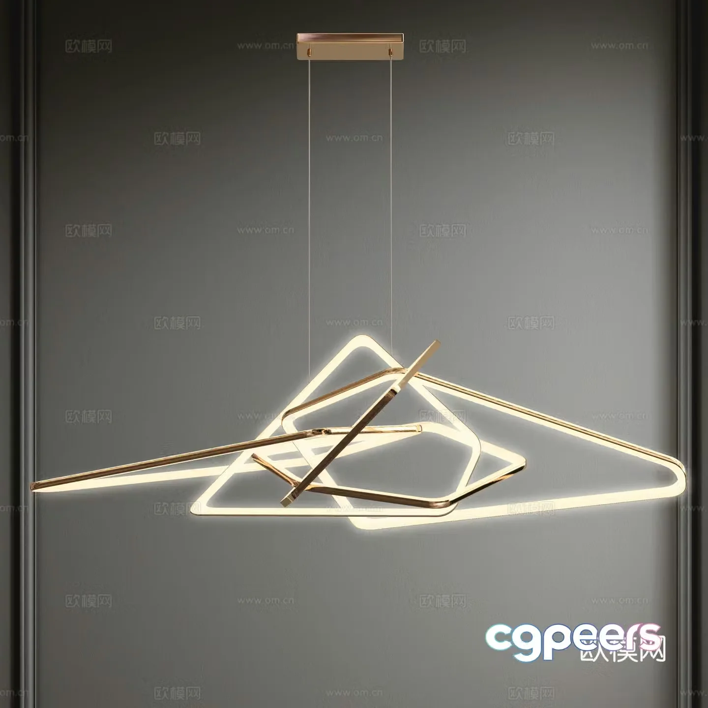 Italian light luxury chandelier restaurant chandelier linear chandelier LED chandelier metal chandelier 3d model
