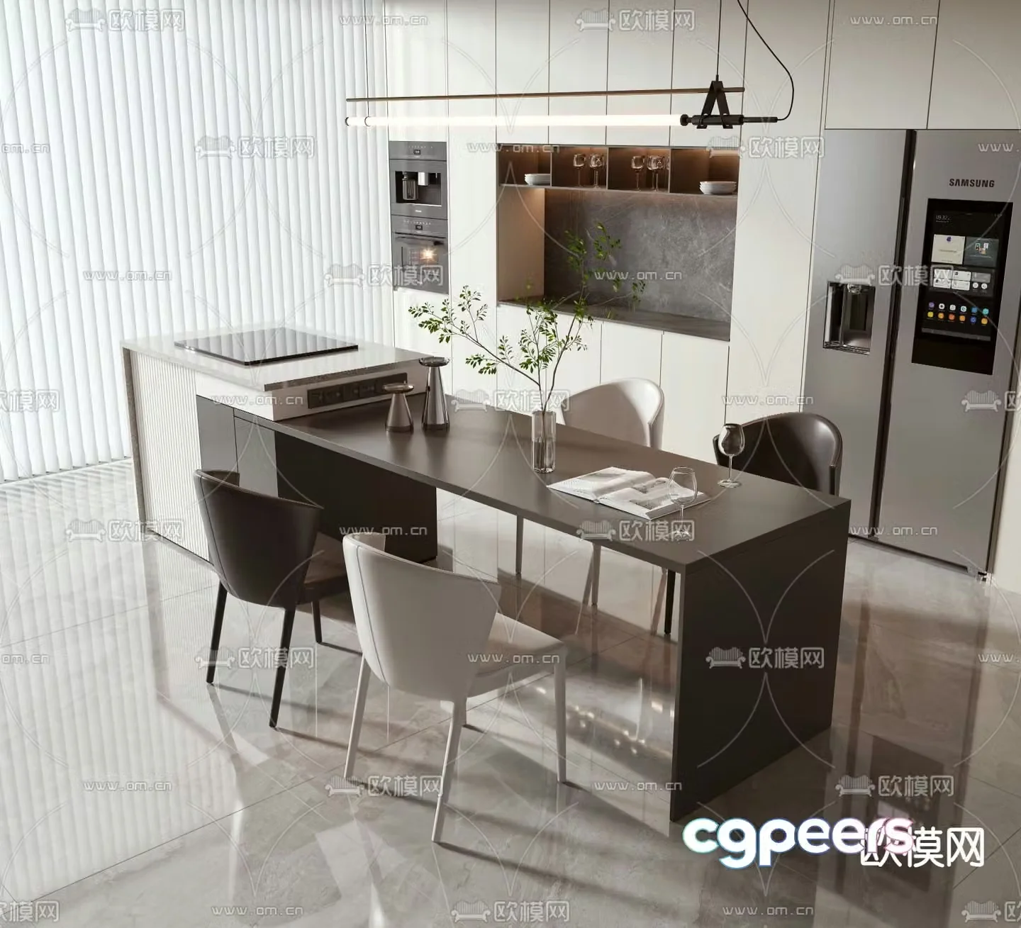 Nakajima dining table and chairs 3d model
