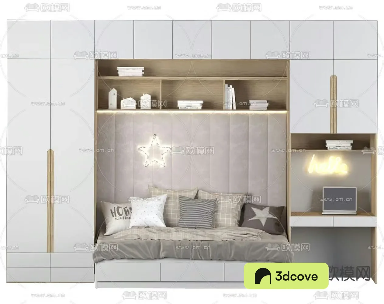 Integrated wardrobe folding children’s bed