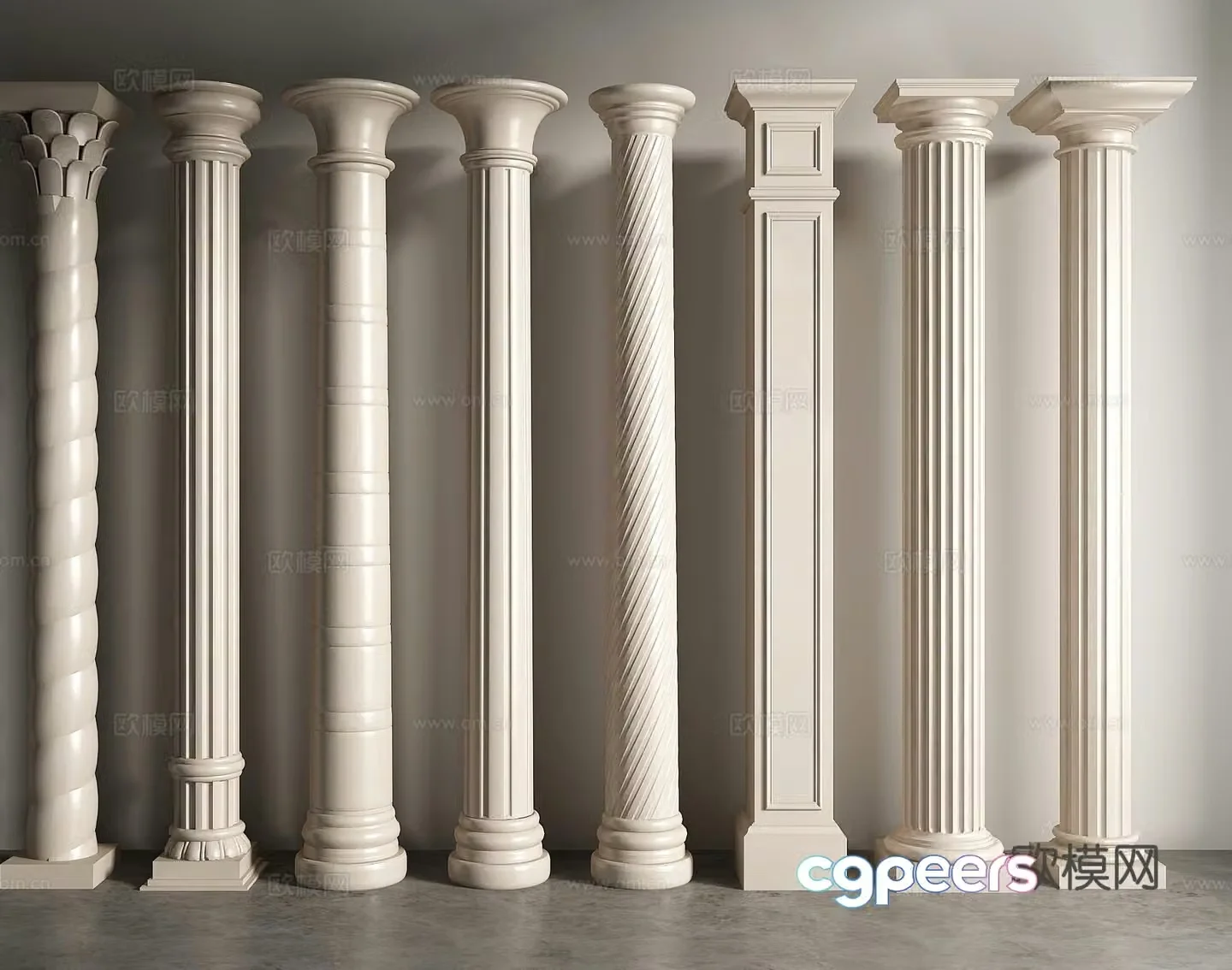 European columns Roman columns plaster columns 3D model
