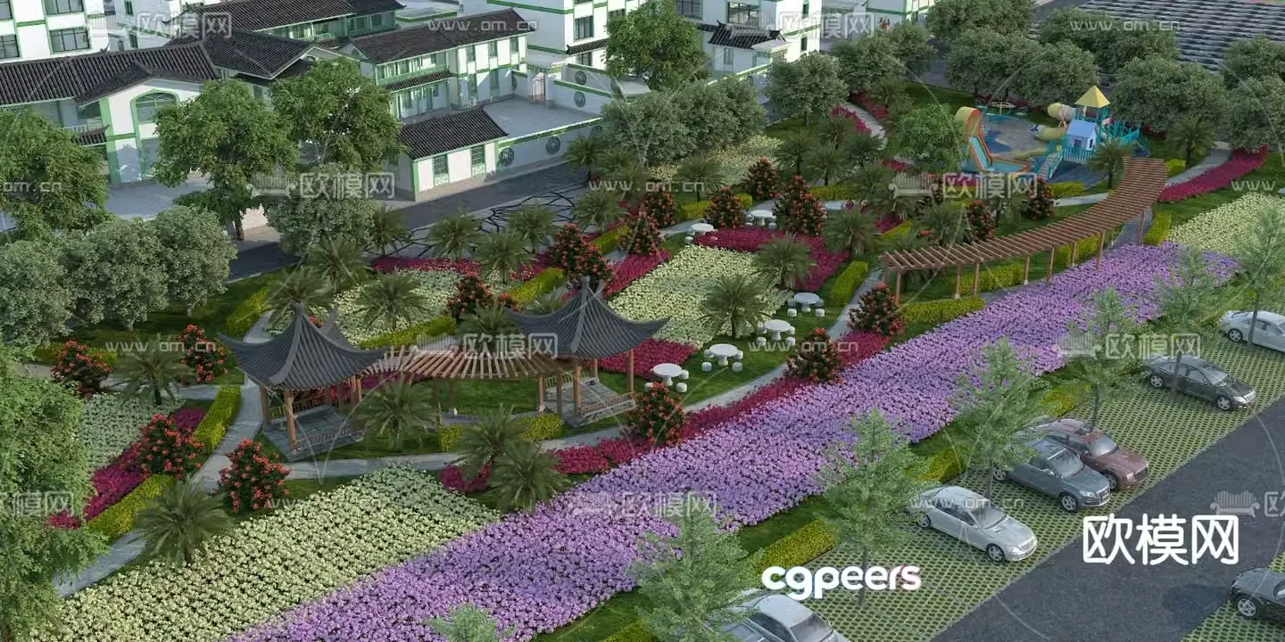 Park landscape garden landscape 3d model