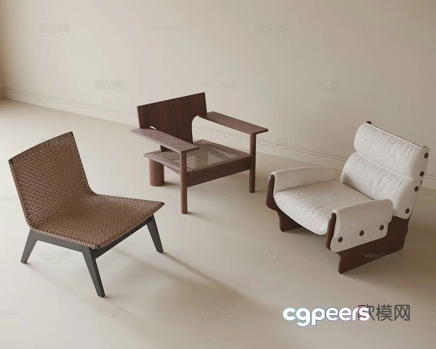 Modern casual chair single chair 3d model