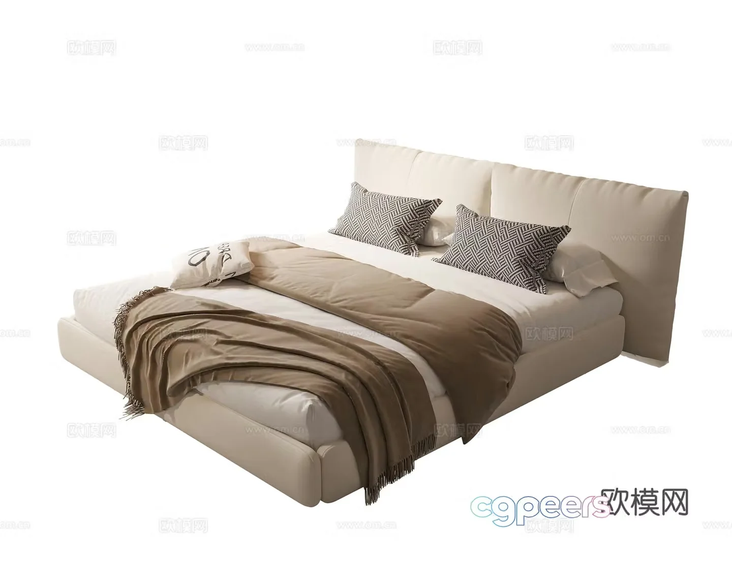 Modern fabric double bed 3d model