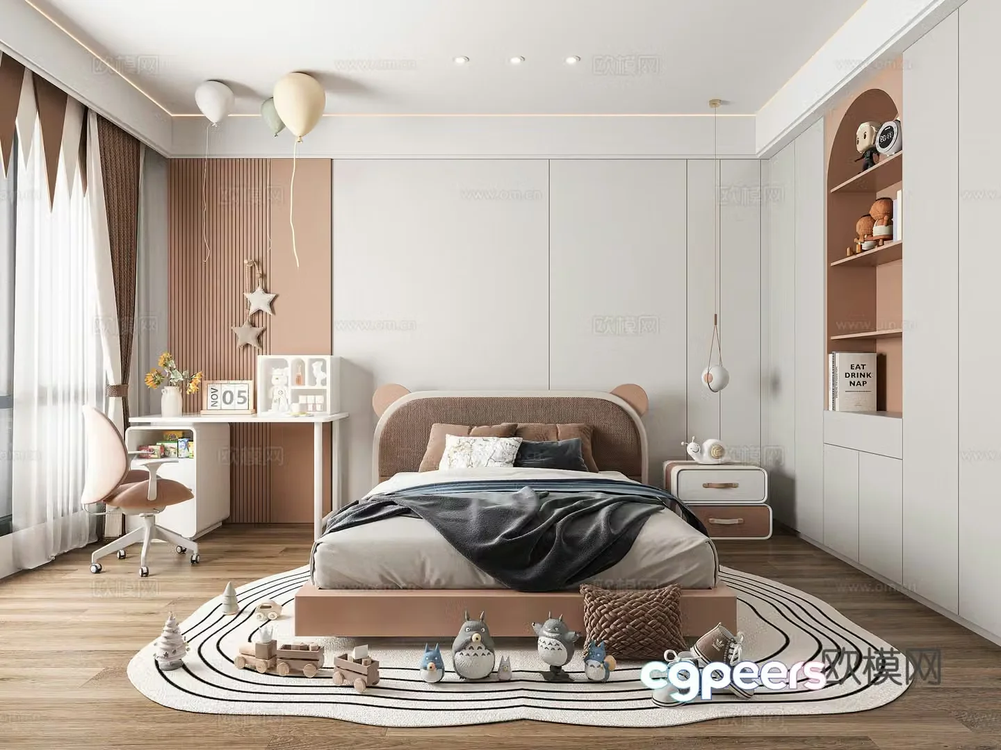 Modern children’s room girl’s room 3d model