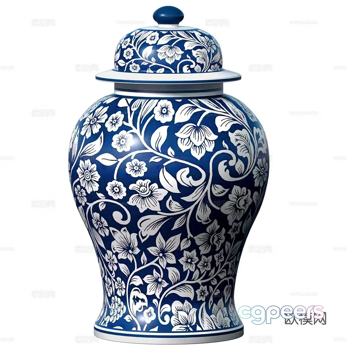 Chinese blue and white general jar blue and white porcelain jar 3d model
