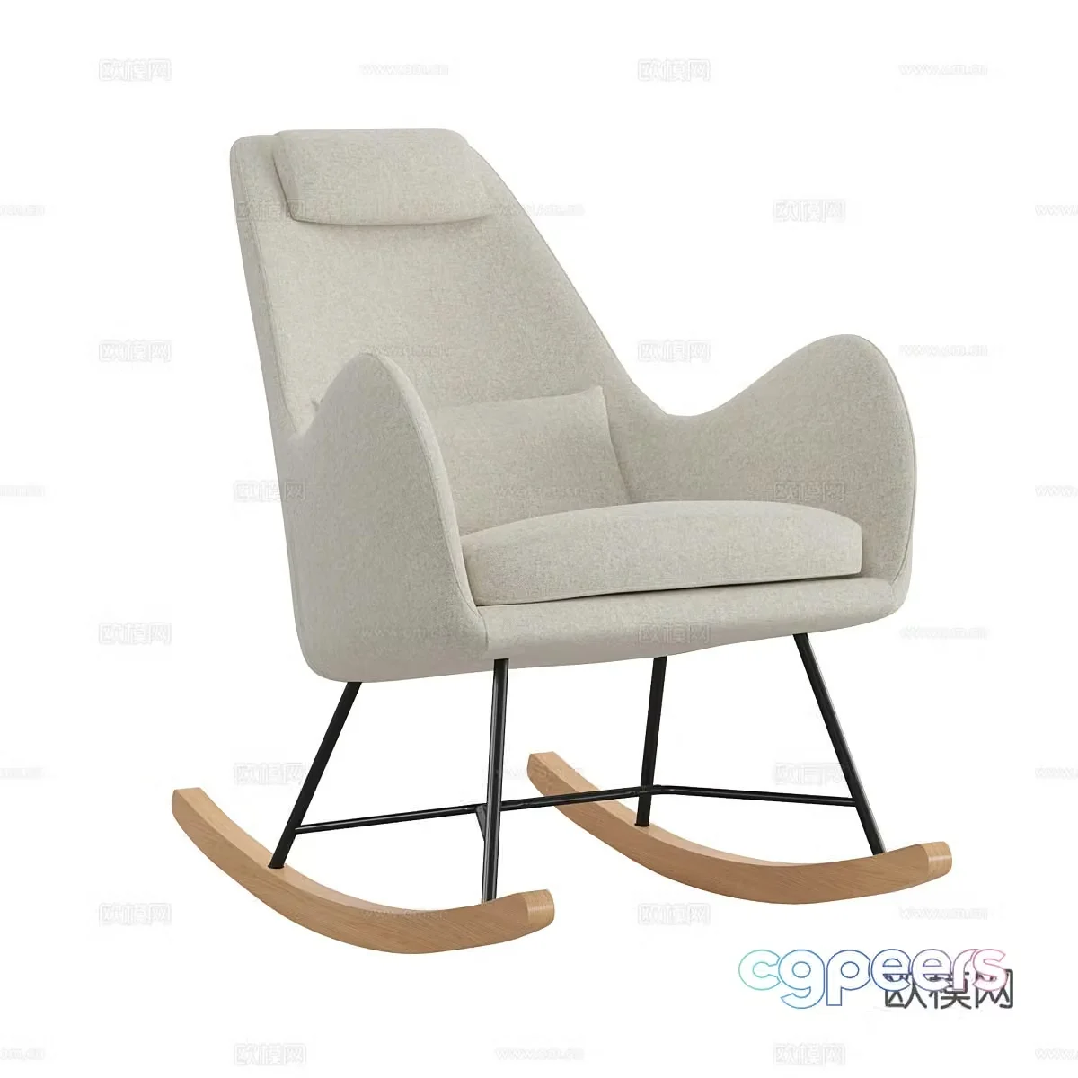 Modern Nordic Leset Duglas Rocking Chair 3D Model