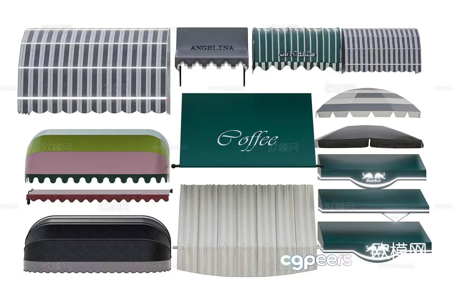 Modern awning retractable awning balcony fabric awning shop awning 3D model