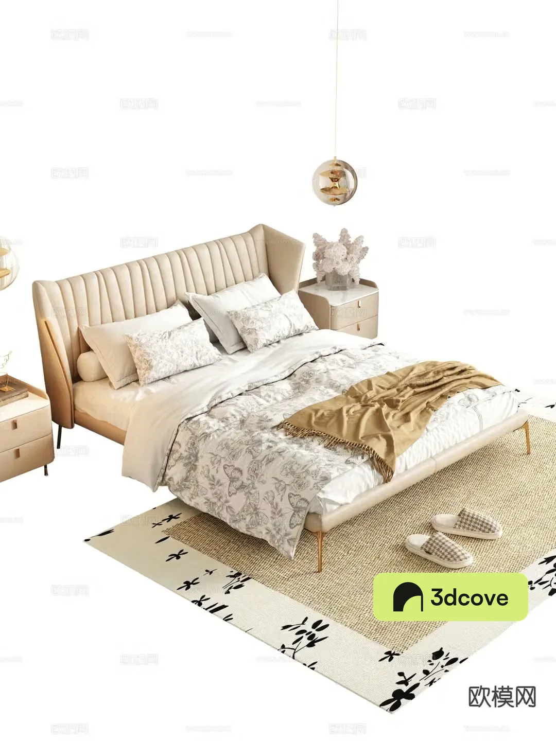 Cream style double bed