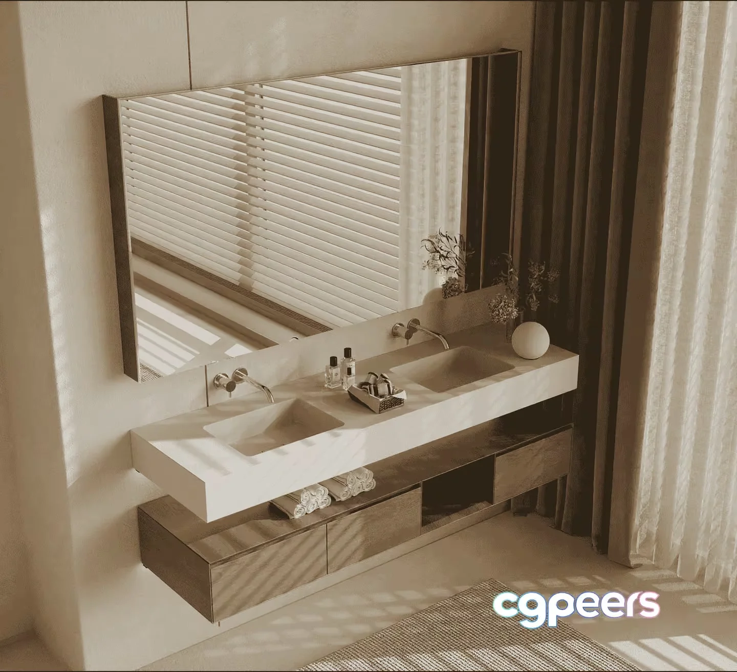A Modern Bathroom Vanity 3D Model – 10288 – VRAY Render