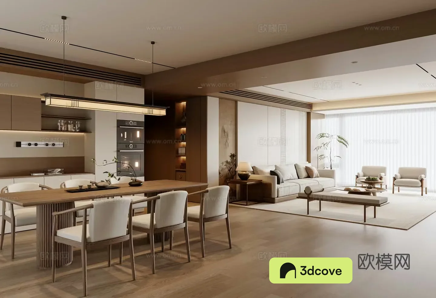 New Chinese style living and dining room