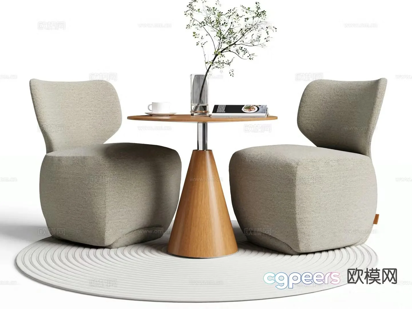 Italian negotiation tables and chairs leisure tables and chairs 3D model