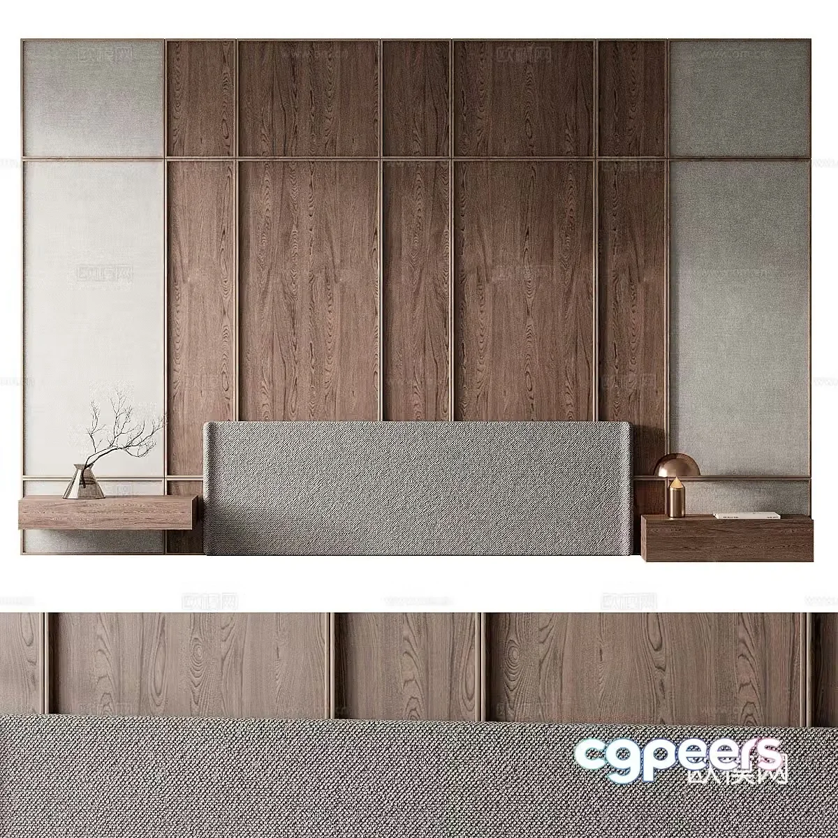 New Chinese style wabisa bedside background wall 3D model