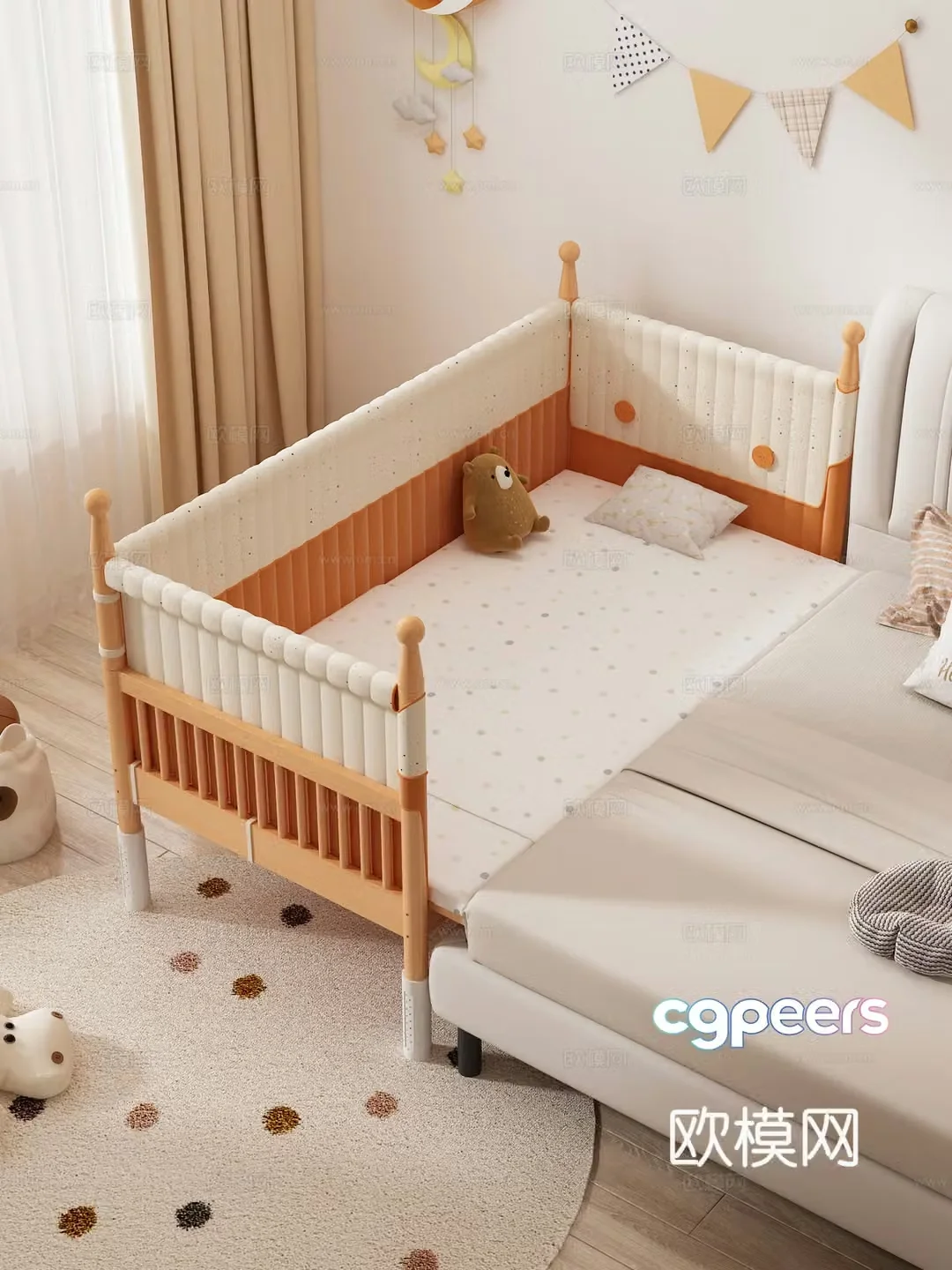 Spliced â€‹â€‹bed Children’s bed Crib Bedroom Toy Children’s room 3D model