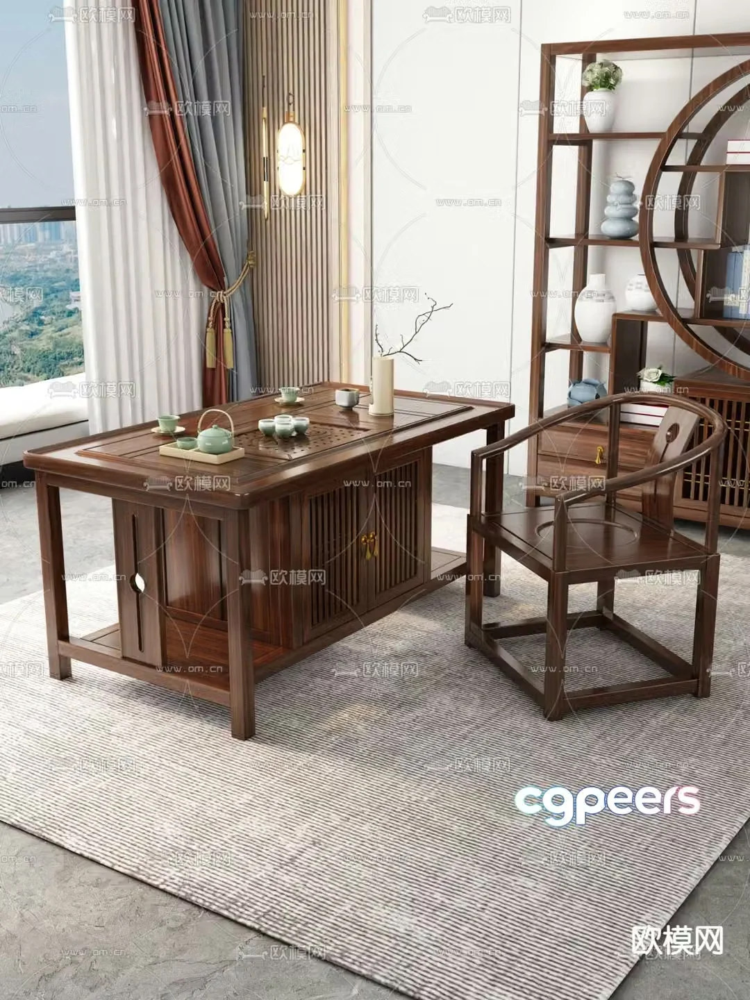 Chinese tea table tea table 3d model