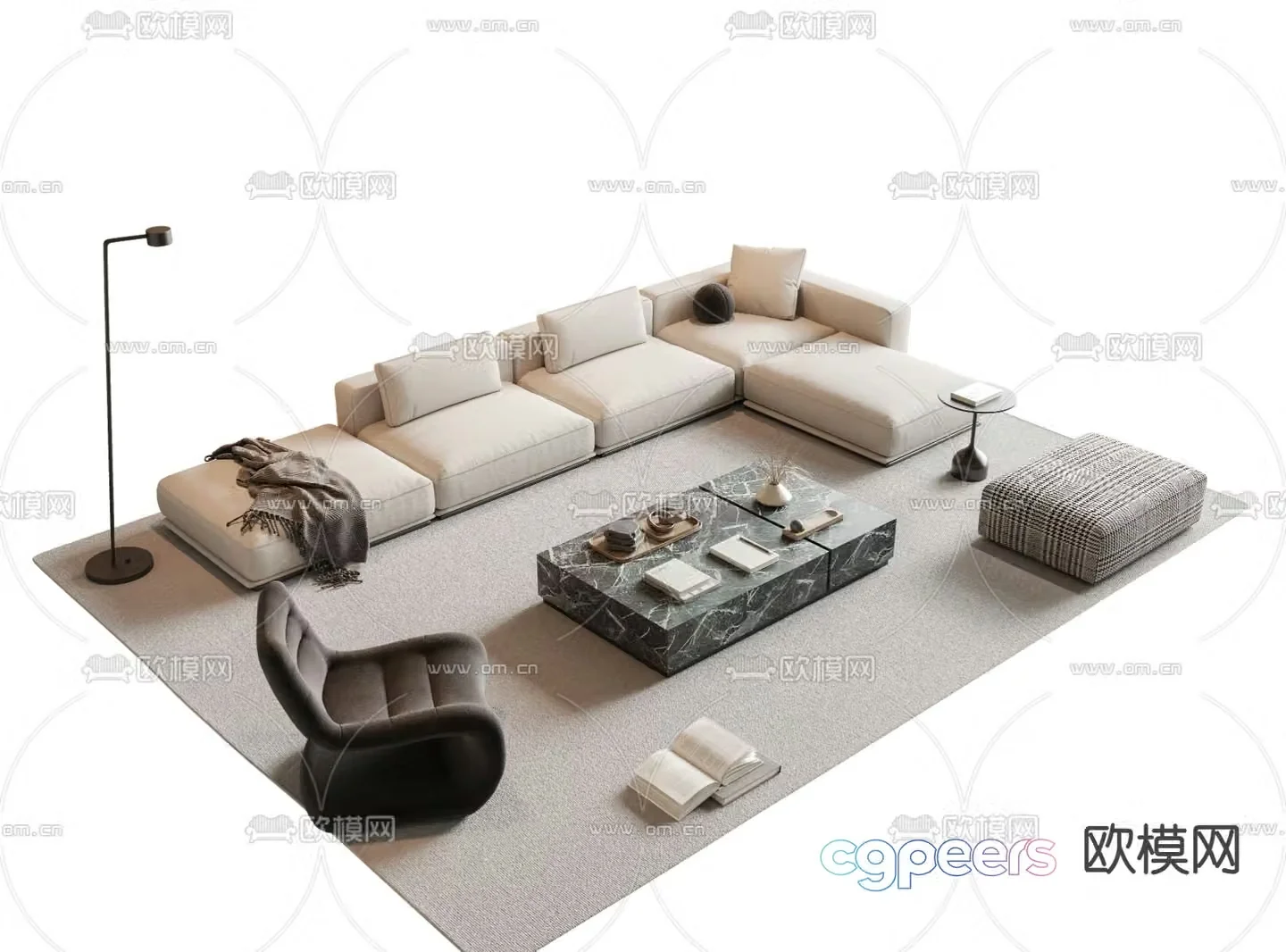 Modern modular sofa corner sofa 3d model