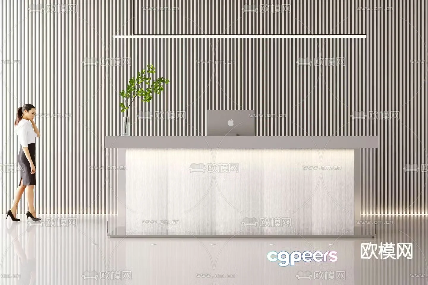 modern front desk cashier reception desk 3d model 3d model