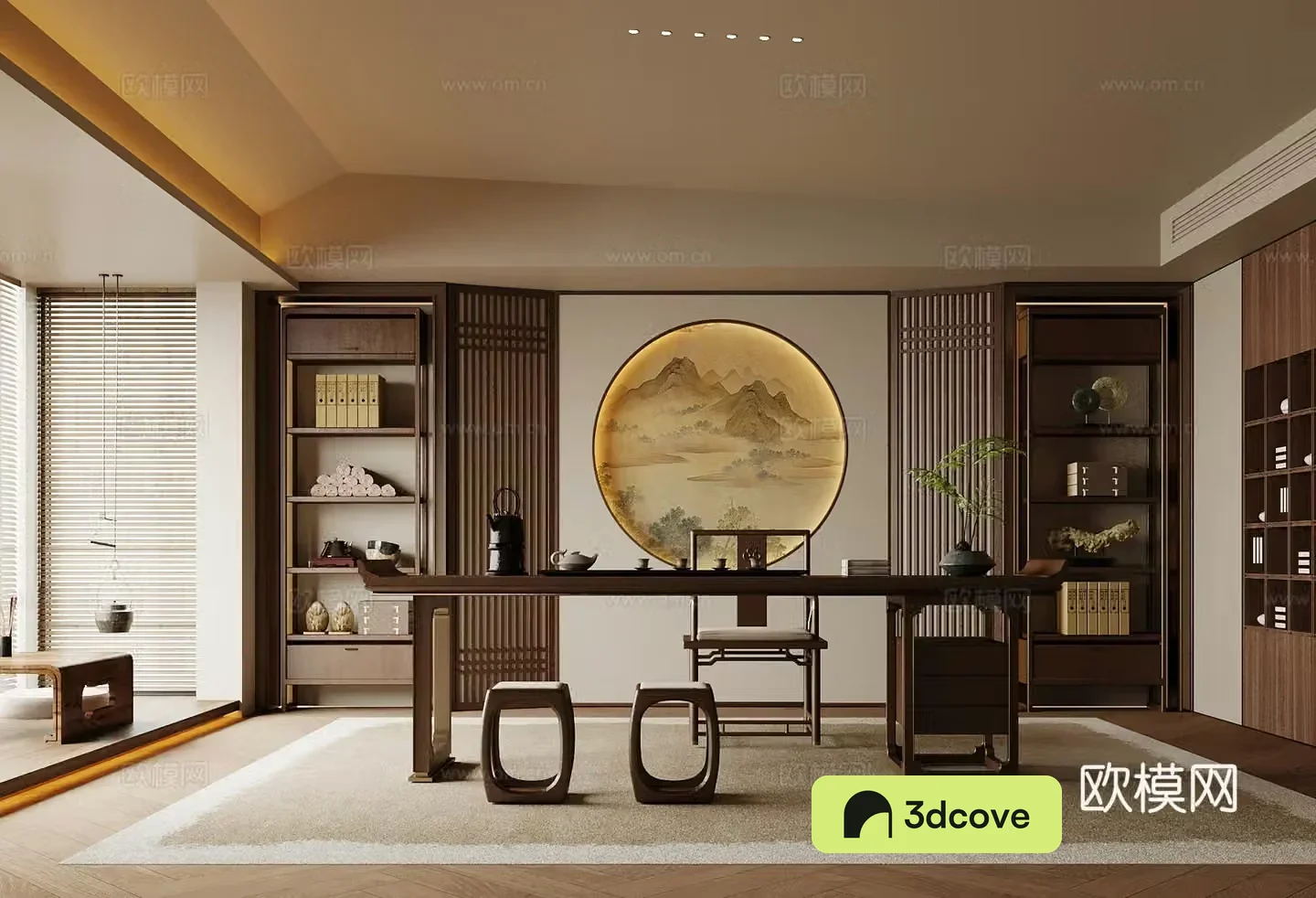 New Chinese-style tea room tea table and chair study room