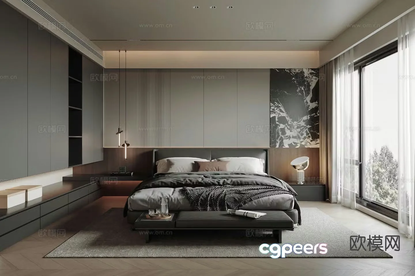 Modern bedroom master bedroom 3d model