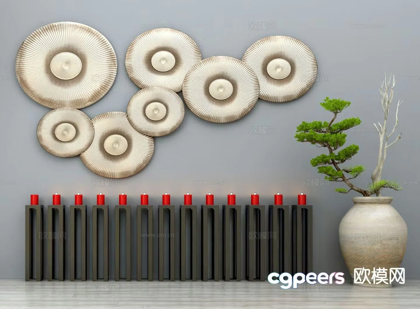 New Chinese style wall decoration 3D model