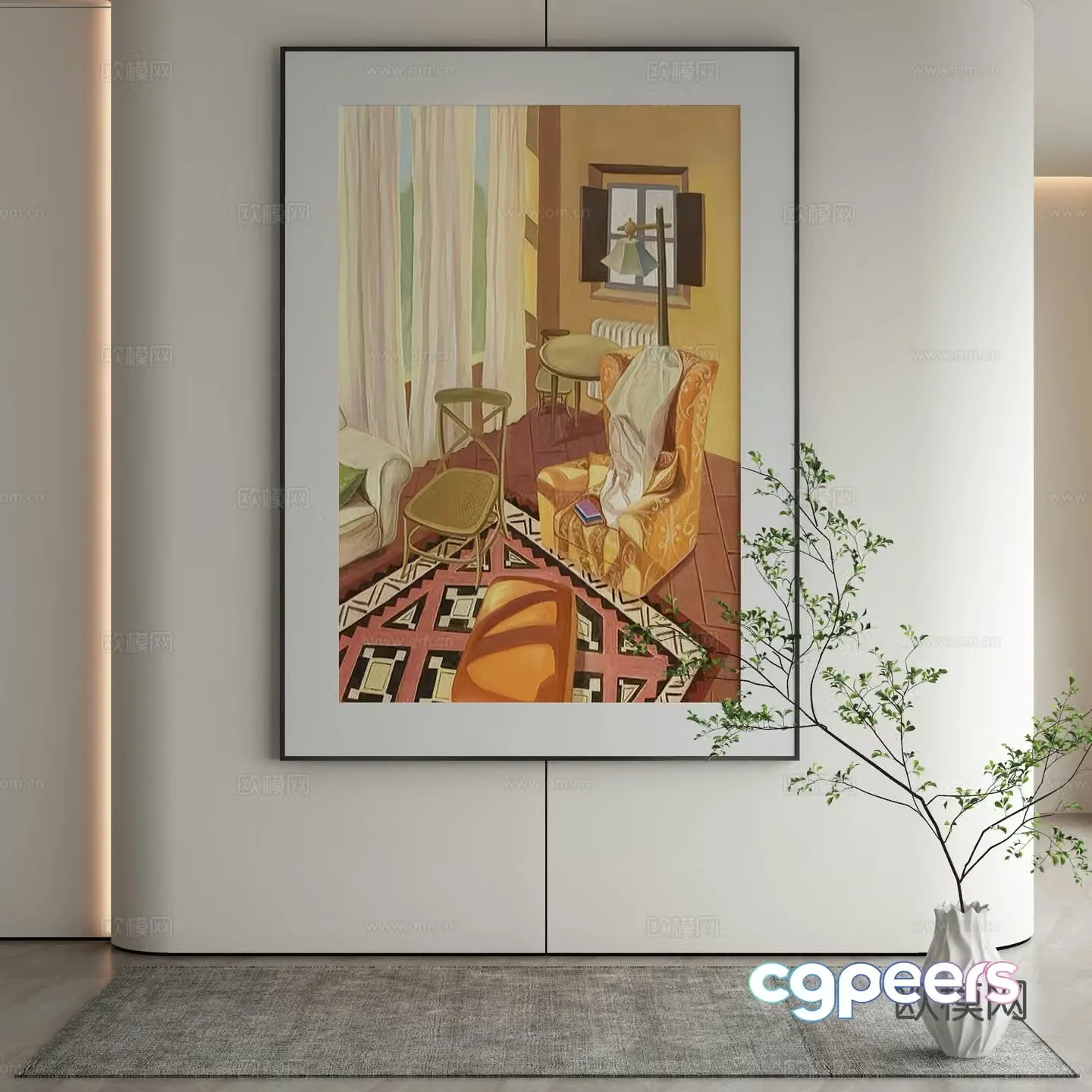 Modern Wasabi Hanging Painting Oil Painting 3D Model