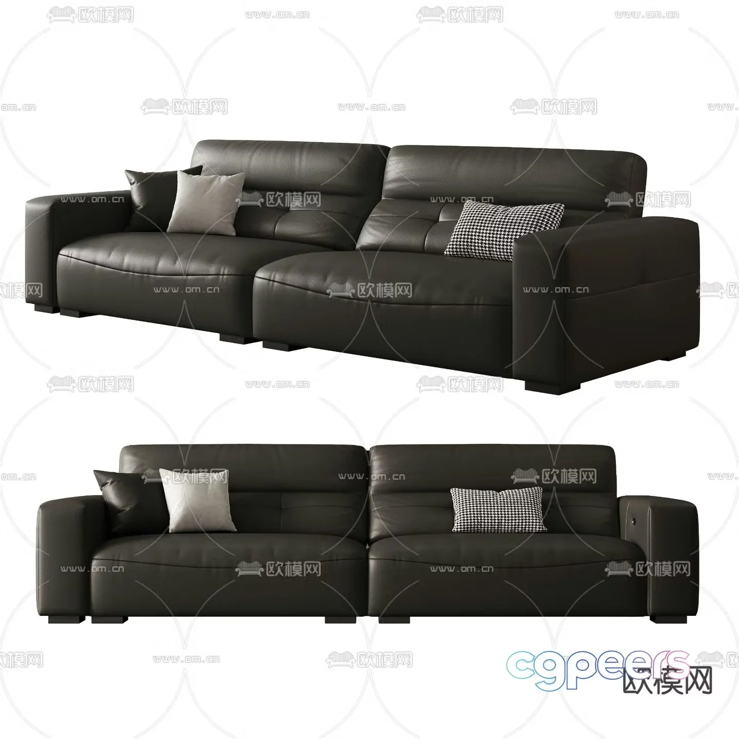 leather sofa loveseat 3d model