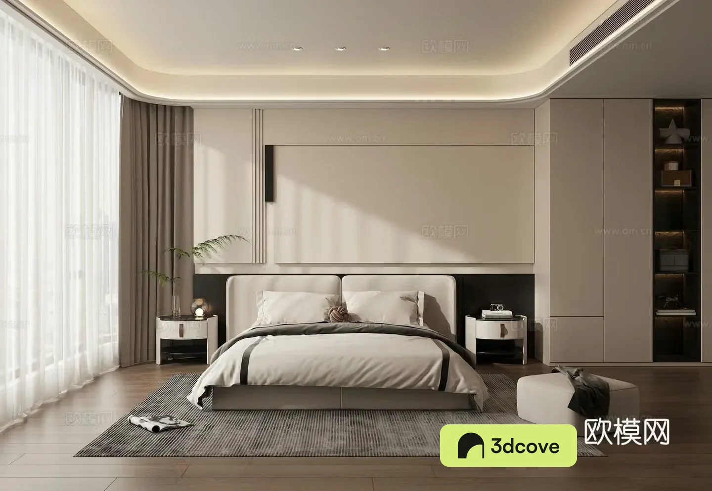 Modern high-end gray bedroom Italian bedroom master bedroom second bedroom black white gray bedroom
