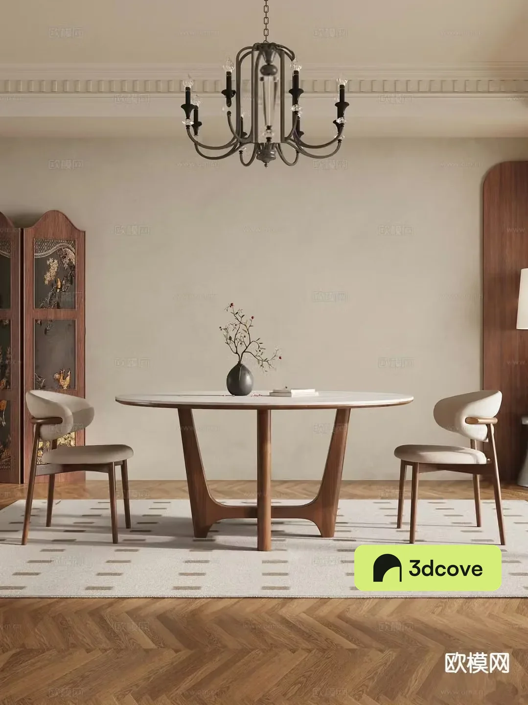 Medieval style round dining table and chairs
