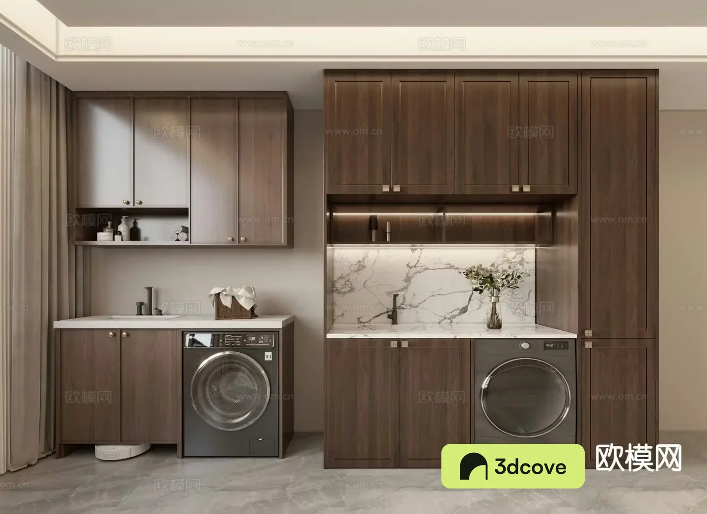 New Chinese style balcony cabinet washing machine cabinet