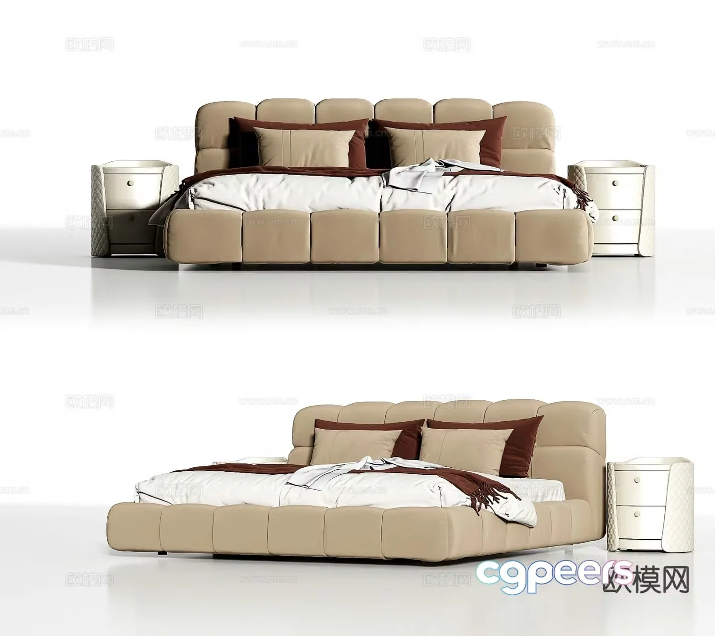 Italian double bed 3d model